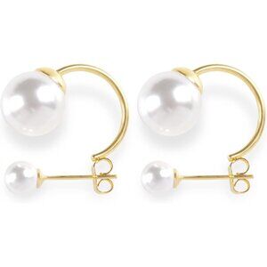 ⚡Gold Pearl Earrings for Women Elegant Double Side Stud Classic Jewelry Gift
